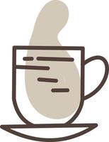 Long brown cup with saucer, illustration, vector on a white background.