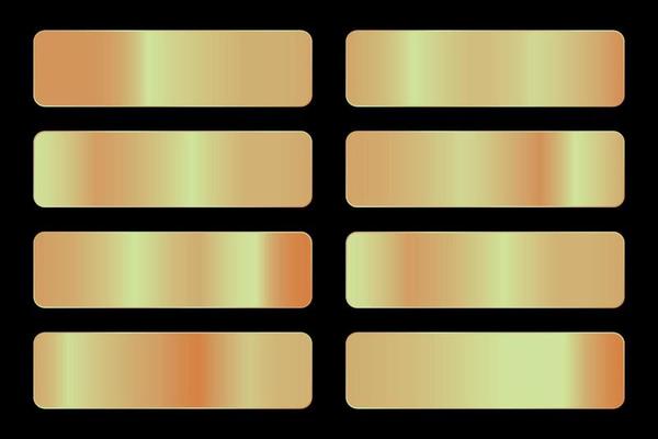Vector set of gold and bronze metal gradients.