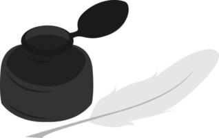 Inkwell, illustration, vector on white background.