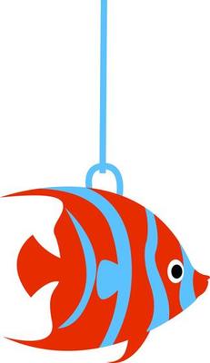 Plastic fish, illustration, vector on white background.