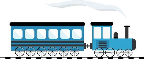 tren azul, ilustración, vector sobre fondo blanco.