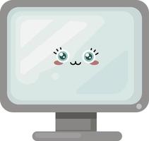 Computer monitor, illustration, vector on white background.