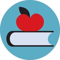 Apple and book, illustration, vector on a white background.