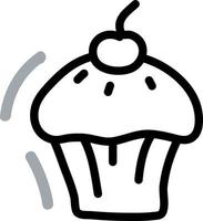 muffin con cereza en la parte superior, ilustración, vector, sobre un fondo blanco. vector