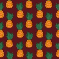 Pineapple , seamless pattern on a dark red background. vector