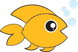 Yellow fish ,illustration, vector on white background.