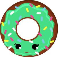 Green donut, illustration, vector on white background.