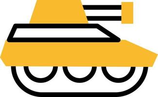 Yellow army tank, illustration, vector on a white background.