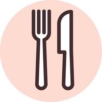 Fork and knife, illustration, vector on a white background.