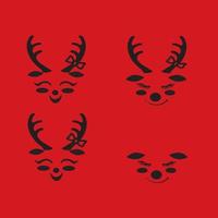 Deer head design made in four different ways on a red background vector