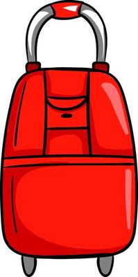 Red travel suitcase, illustration, vector on white background.