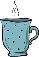 taza de té azul, ilustración, vector sobre fondo blanco
