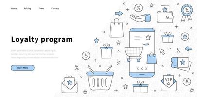Loyalty program banner with doodle illustration vector