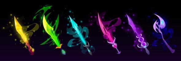 Magic weapon, swords, axes and knives for game vector