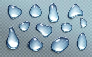 Blue water drops on transparent background vector