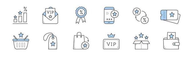 Loyalty program icons, customer reward, bonus vector