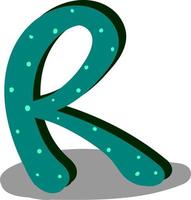 Letter R, illustration, vector on white background.