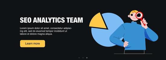 SEO analytics team web banner, business concept vector