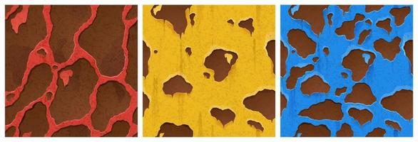 Rusty metal texture with holes, rust game design vector