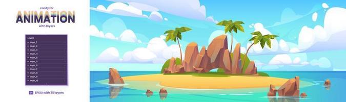 Island in ocean cartoon background for animation vector