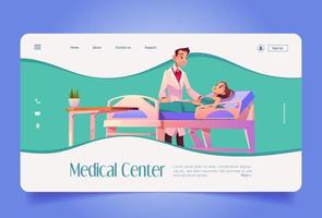 banner del centro médico con médico y paciente vector