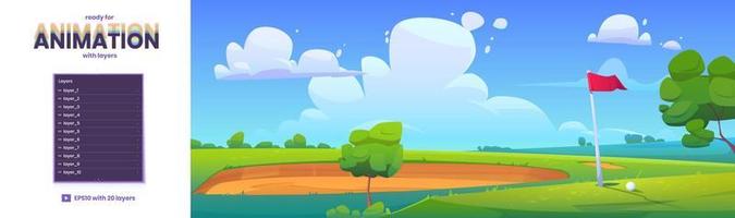 Parallax background with course and golf bunker vector