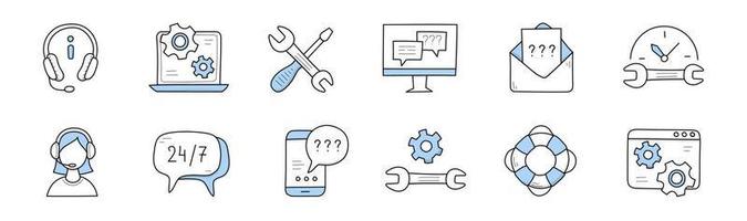 Customer support service, call center icons vector