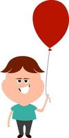 Boy with balloon, illustration, vector on white background.