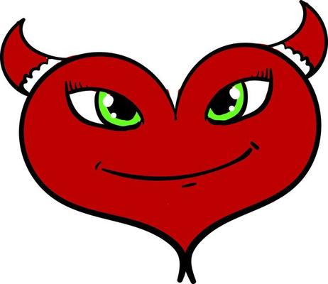 Evil heart, illustration, vector on white background.