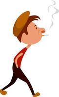 Man smoking cigare, illustration, vector on white background