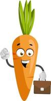 Carrot with suitcase, illustration, vector on white background.