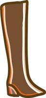 Brown woman boot, illustration, vector on white background.