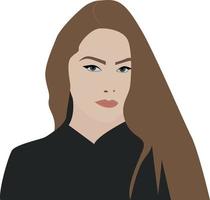 Woman with black blouse, illustration, vector on white background.