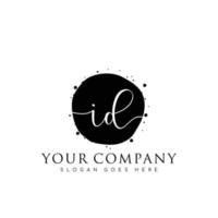 Initial ID beauty monogram and elegant logo design, handwriting logo of initial signature, wedding, fashion, floral and botanical with creative template. vector