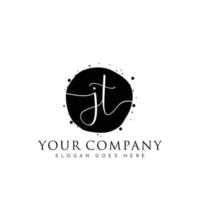 Initial JT beauty monogram and elegant logo design, handwriting logo of initial signature, wedding, fashion, floral and botanical with creative template. vector