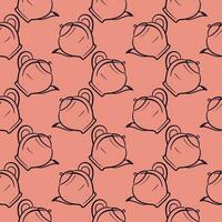 Pretty teapot , seamless pattern on red background. vector