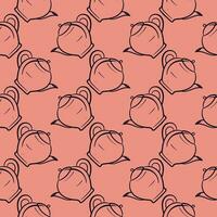 Pretty teapot , seamless pattern on red background. vector