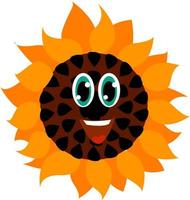 Happy sunflower, illustration, vector on white background.