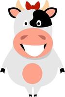 White happy cow, illustration, vector on white background.