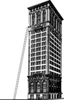 Ladder Leaning Against a Building vintage illustration. vector