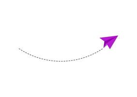 ruta de avión de papel de línea discontinua vector