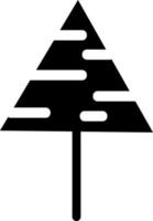 Decorative tree shaped likee triangle and colored in black, illustration, vector on white background.