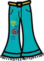 Hippie pants, illustration, vector on white background.