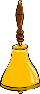 Golden hand bell,illustration,vector on white background