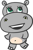 Hippo with big smile, illustration, vector on white background