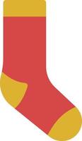 Dark red sock with orange details, illustration, vector on a white background.