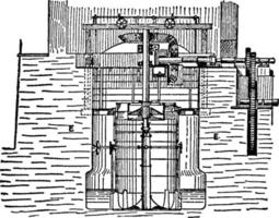 turbina jonval, ilustración vintage. vector