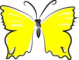 Yellow butterfly, illustration, vector on white background.