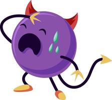 Sad purple monster screaming vector illustration on a white background