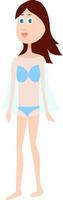 Woman in blue swim suit, illustration, vector on white background